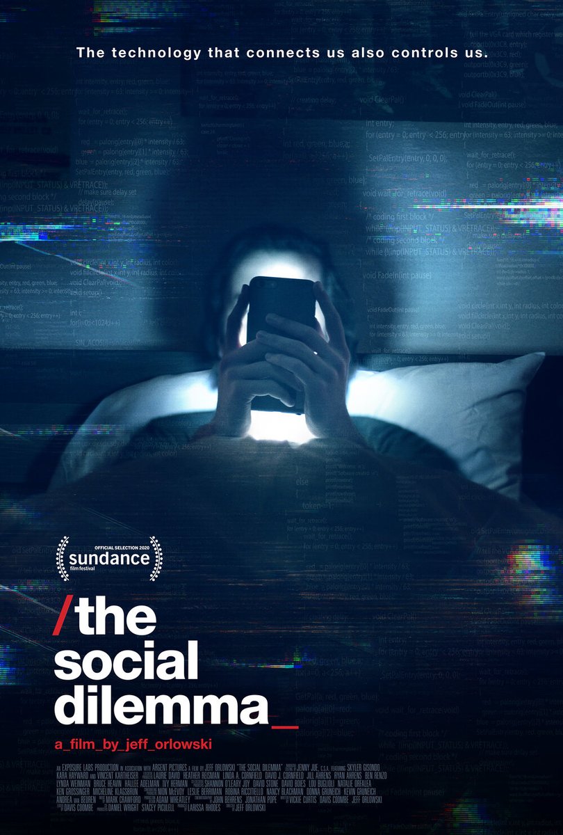 126. THE SOCIAL DILEMMA @NetflixIndiaA fantastic documentary that offers a frightening look into how social media is controlling us today. @tristanharris is amazing.Highly recommended.Brilliant, scary but an important film.Rating- 9/10