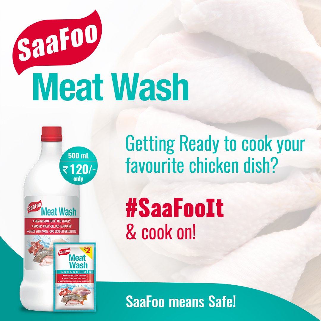 SaafooIndia's tweet photo. The regular use of ‘SaaFoo Meat Wash” can help you effectively circumvent infections, by eliminating them at their very source!
#ShopNow: https://t.co/BYkeFUDMYe
#SaaFooMeansSafe #MeatWash #SaaFooit #EatHealthy #VeggiesWash #SafeVegetables #SafeMeat #HealthyLifestyle https://t.co/VI2zdSUtz9