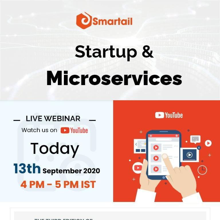 Smartail_'s tweet photo. Few more hours to go !! Join us @ 4 PM Today !!

Watch us live on: https://t.co/CEBXD5OD0L

#microservices #startup #techstartups #innovation #tech #digitaltransformation #team #entrepreneurship #ai #fintech #startups #skilldevelopment #smartail #development #webinar https://t.co/RAvLUHwvOt