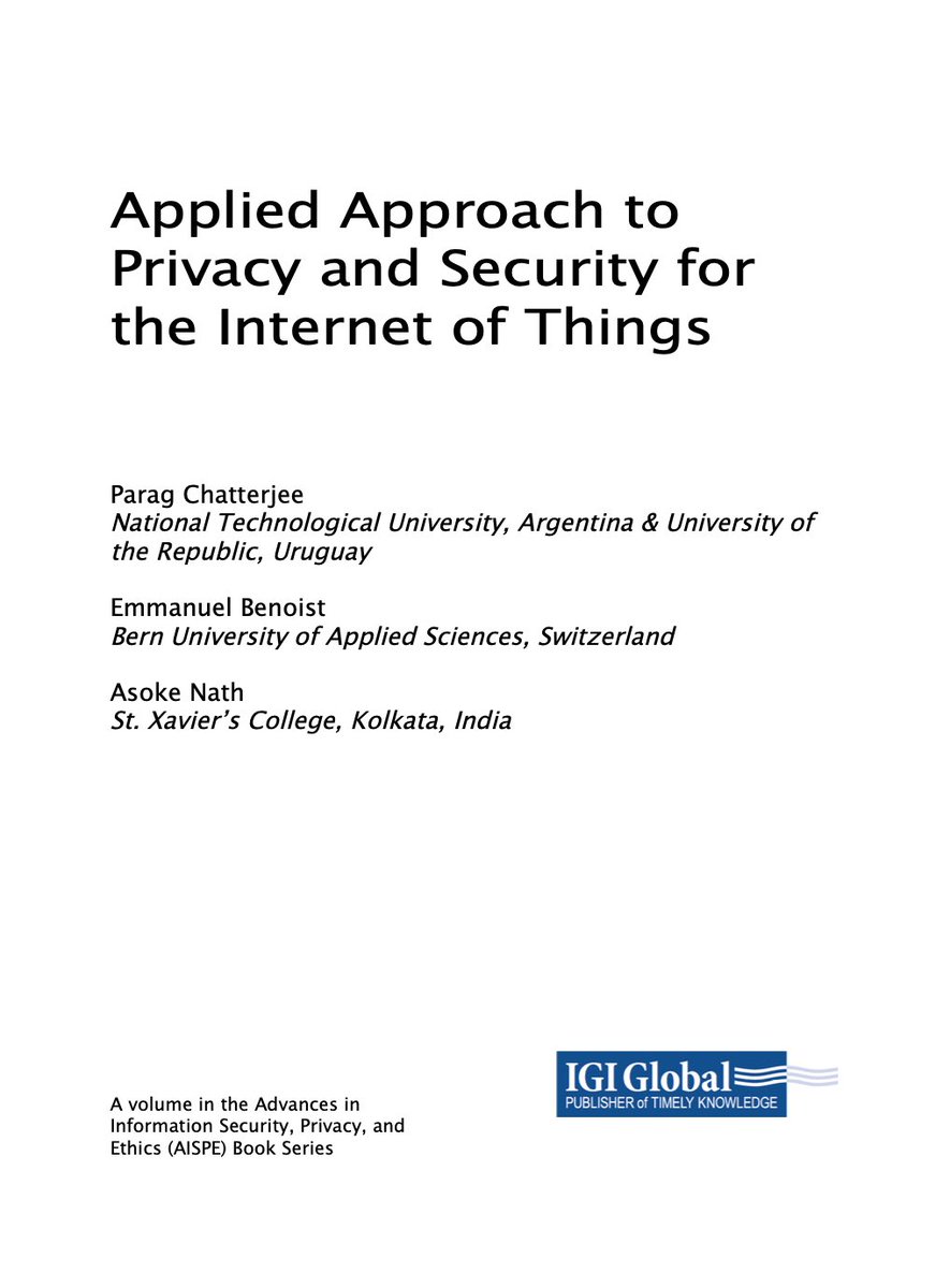 #DataProtection and #privacy ecosystem should be a steering force of #IoT, says <a href="/nicfab/">Nicola Fabiano</a>

Presenting our book Applied Approach to Privacy &amp; Security for the Internet of Things by <a href="/igiglobal/">IGI Global Scientific Publishing</a>

Editors from <a href="/Udelaruy/">Universidad de la República</a> <a href="/frbautn/">UTN Buenos Aires</a> <a href="/bfh_hesb/">Berner Fachhochschule</a>  @SXC_Kol 
🇺🇾 🇦🇷 🇨🇭 🇮🇳

igi-global.com/book/applied-a…