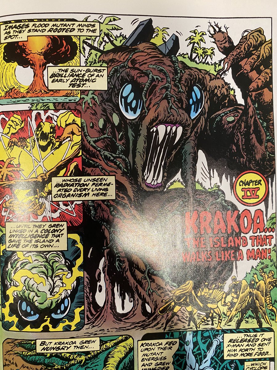 Later in that run, Lorna Dane’s latent power is activated artificially. In the 1975 relaunch, the living island Krakoa is identified as a mutant by Cerebro, and again the implication is that this is due to radition, not a genetic factor (Krakoa is not remotely human). (2/?)