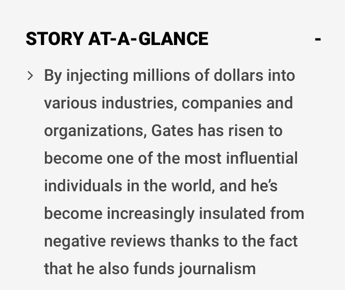 STORY AT-A-GLANCE #BillGates #Censorship #Propaganda