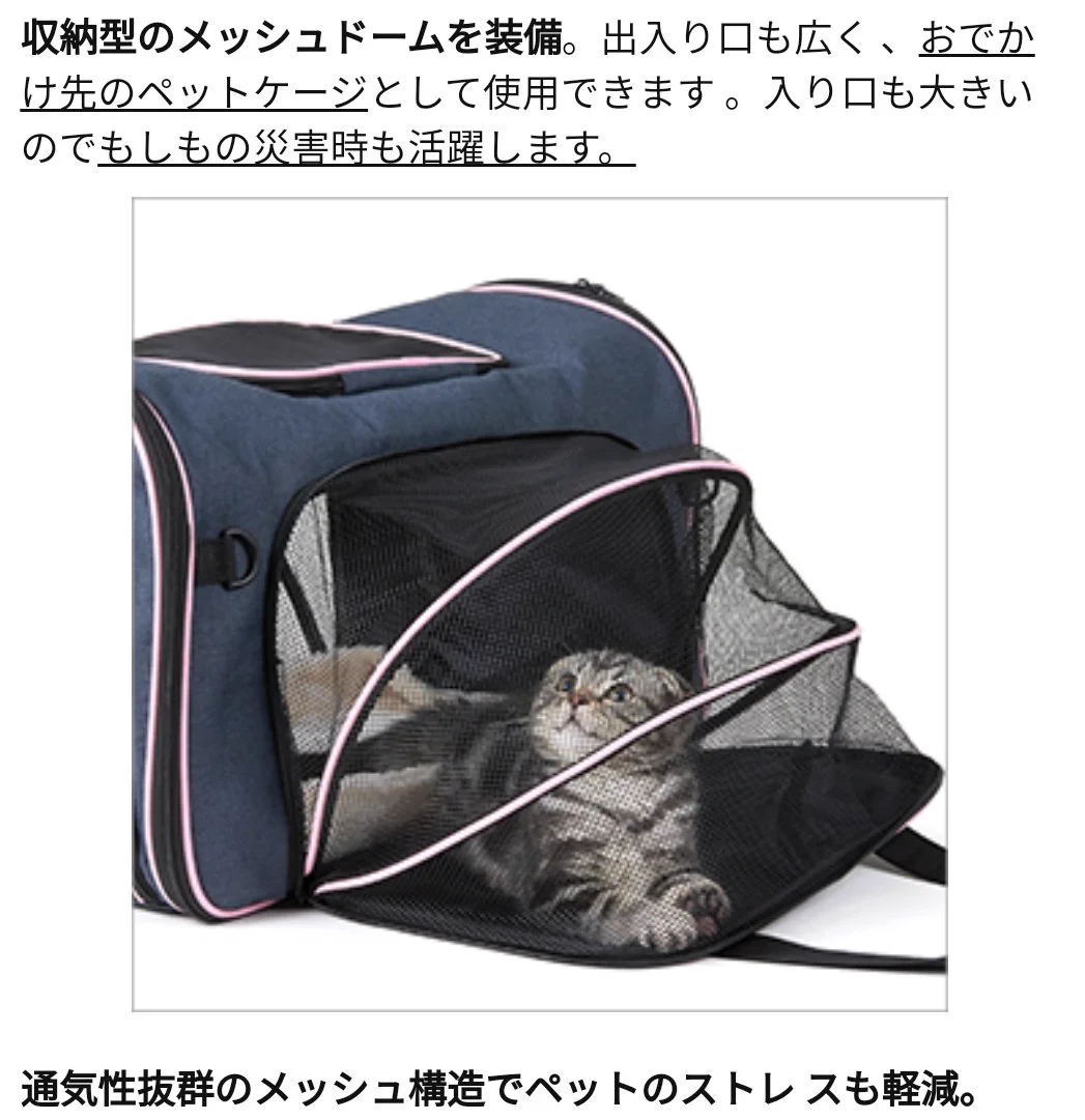 amazonで買ったペットキャリーバックがおすすめ！必要に応じて広げられる！