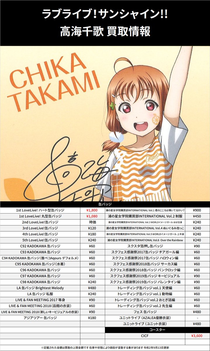 K Books 秋葉原ライブ部門 買取情報 ラブライブ サンシャイン Aqours First Lovelive Unit Live Adventure コミックマーケット98 ラブライブ フェス Kbooks 高海千歌 桜内梨子 渡辺曜 缶バッジ コースター 交換が決まら K Books 秋葉原ライブ部門 買取情報 ラブライブ サンシャイン Aqours First Lovelive Unit Live Adventure コミックマーケット98 ラブライブ フェス Kbooks 高海千歌 桜内梨子 渡辺曜 缶バッジ コースター 交換が決まら