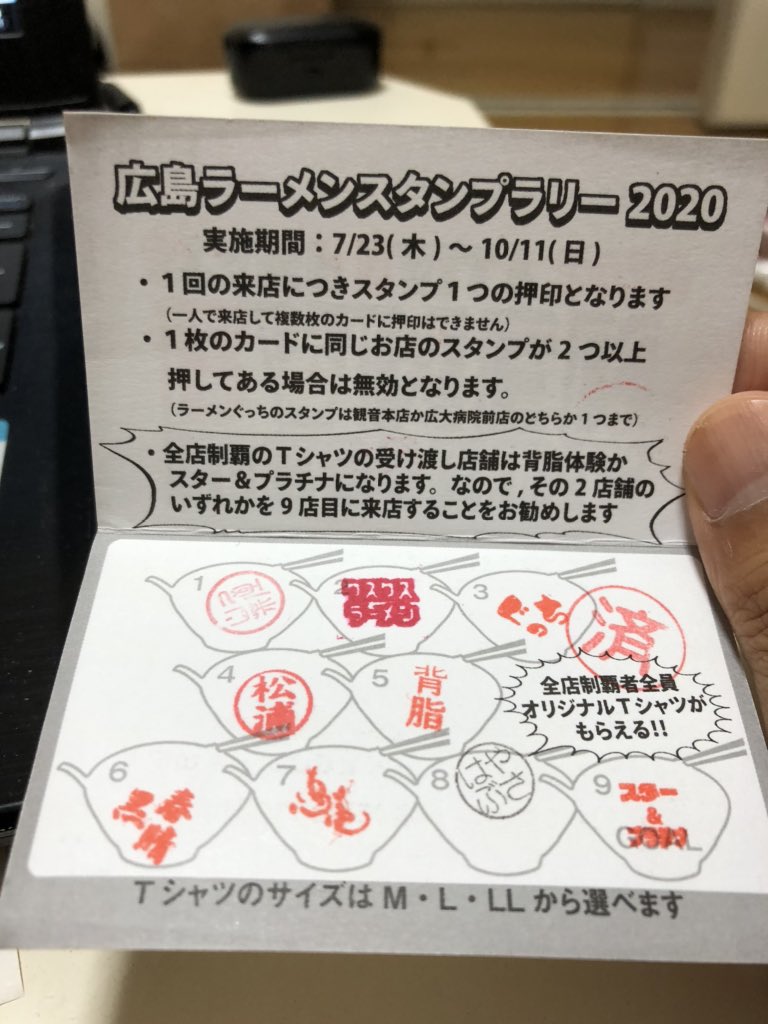 広島ラーメンスタンプラリー2020 Ramen Rally Twitter