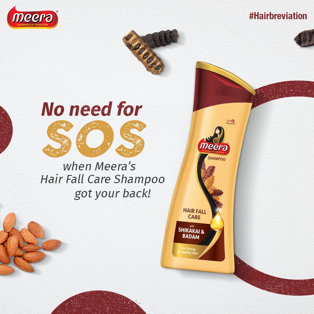 WorldOfMeera's tweet photo. Meera's Hair Fall Care Shampoo infused with the power of Shikakai and Badam is here to back you up on every #SOS hair fall situation!
#Meera #HairFallCareShampoo https://t.co/kispA7tafK
