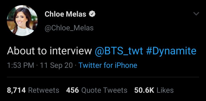 On the 11th of September, Chloe Melas tweet which of course garnered the attention of all BTS fans.