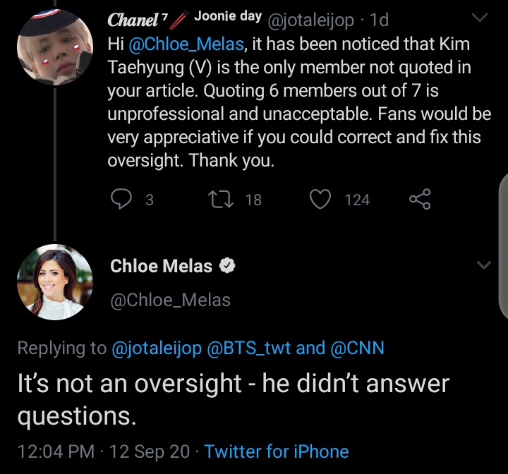 She was asked repeatedly from all fans why V's part was excluded and this was her response: