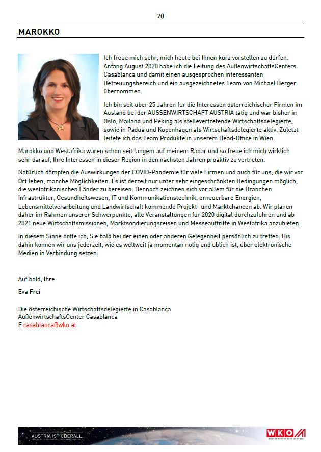 MartinWoller's tweet photo. #Nordafrika Newsletter 3/2020 der 
@wko_aw

mit 
Schlagzeilen, Veranstaltungen etc. 
#Ägypten
#Algerien @wko_ac_ALG
#Marokko @wko_ac_ma 
#Tunesien
#Libyen
#Sudan

Willkommen @EvaFrei1 in #casablanca 

https://t.co/2okYzsYV2R https://t.co/Nx1yS1E4MD