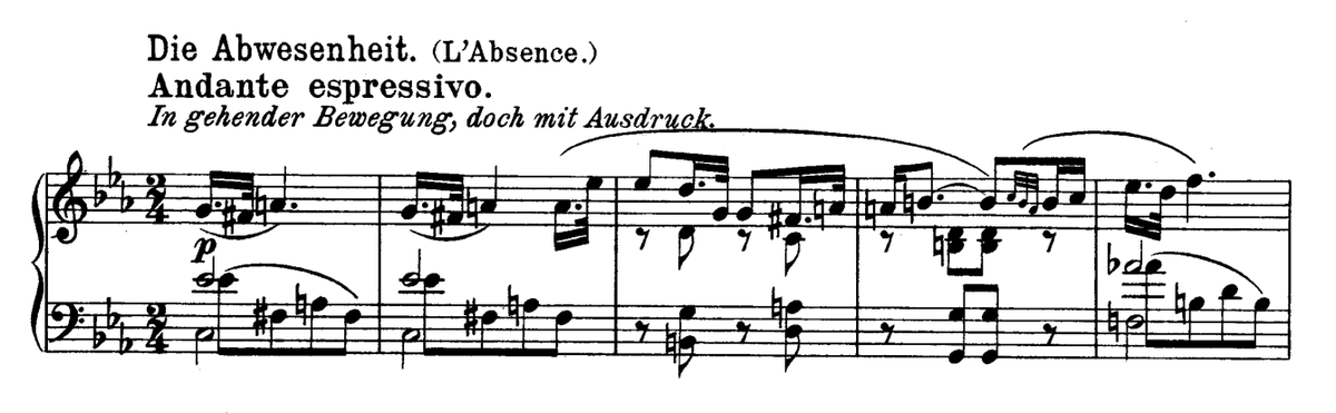 6/ Each movement's programmatic title is in German. Tempo markings also appear in German as well as the more usual Italian. Beethoven did this quite often from this time forward, and other Austrian and German composers increasingly took up the practice as the century went on.