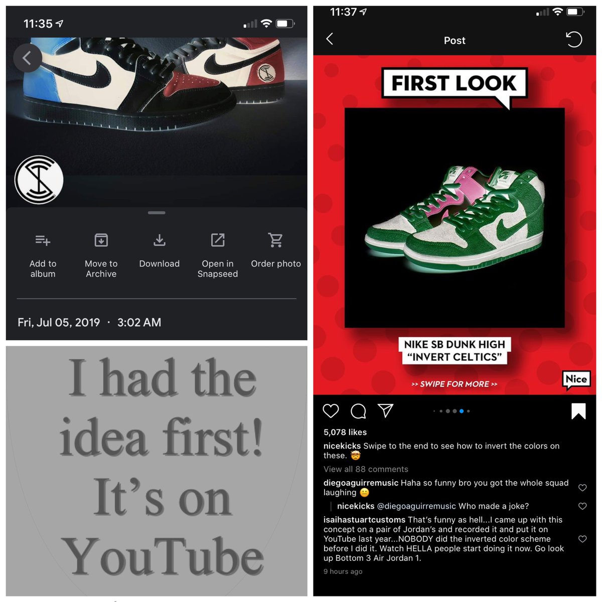is_customs's tweet photo. MAMA I MADE IT! NIKE IS SHIPPING MY IDEA AS THEIR OWN! It’s all love though... https://t.co/kchW5clwi6