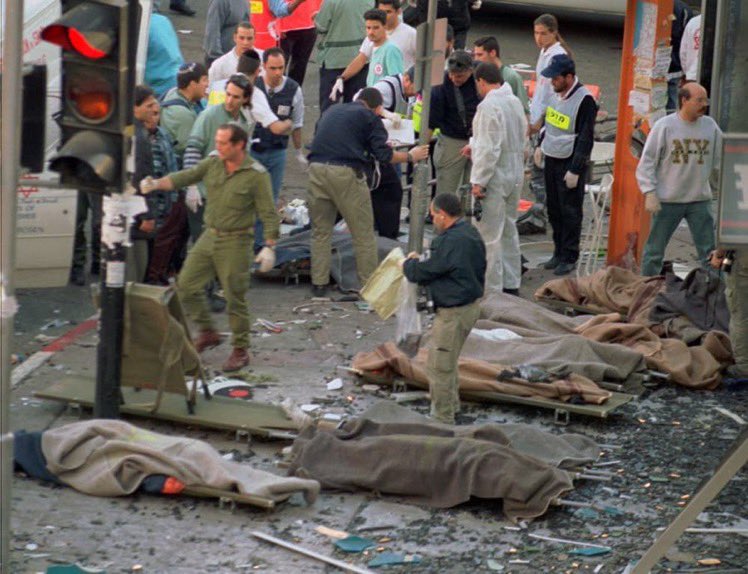 A week later, on March 3, the same bus line in Jerusalem blew up again, this time leaving 19 dead. The next day, March 4, a suicide bomber blew himself up near Dizzengof Centre in Tel Aviv. 13 people were killed >>