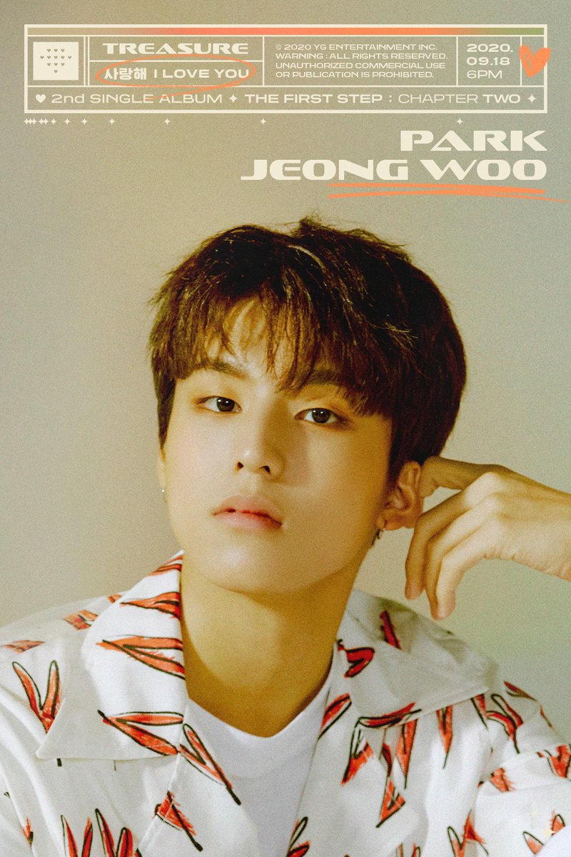 #TREASURE ‘사랑해 (I LOVE YOU)’ TITLE MEMBER POSTER <PARK JEONG WOO>

2nd SINGLE ALBUM ‘THE FIRST STEP : CHAPTER TWO’
✅2020.09.18 6PM

#트레저 #사랑해 #ILOVEYOU #TITLE_MEMBER_POSTER #박정우 #PARKJEONGWOO #2ndSINGLEALBUM #THEFIRSTSTEP_CHAPTERTWO #20200918_6PM #YG