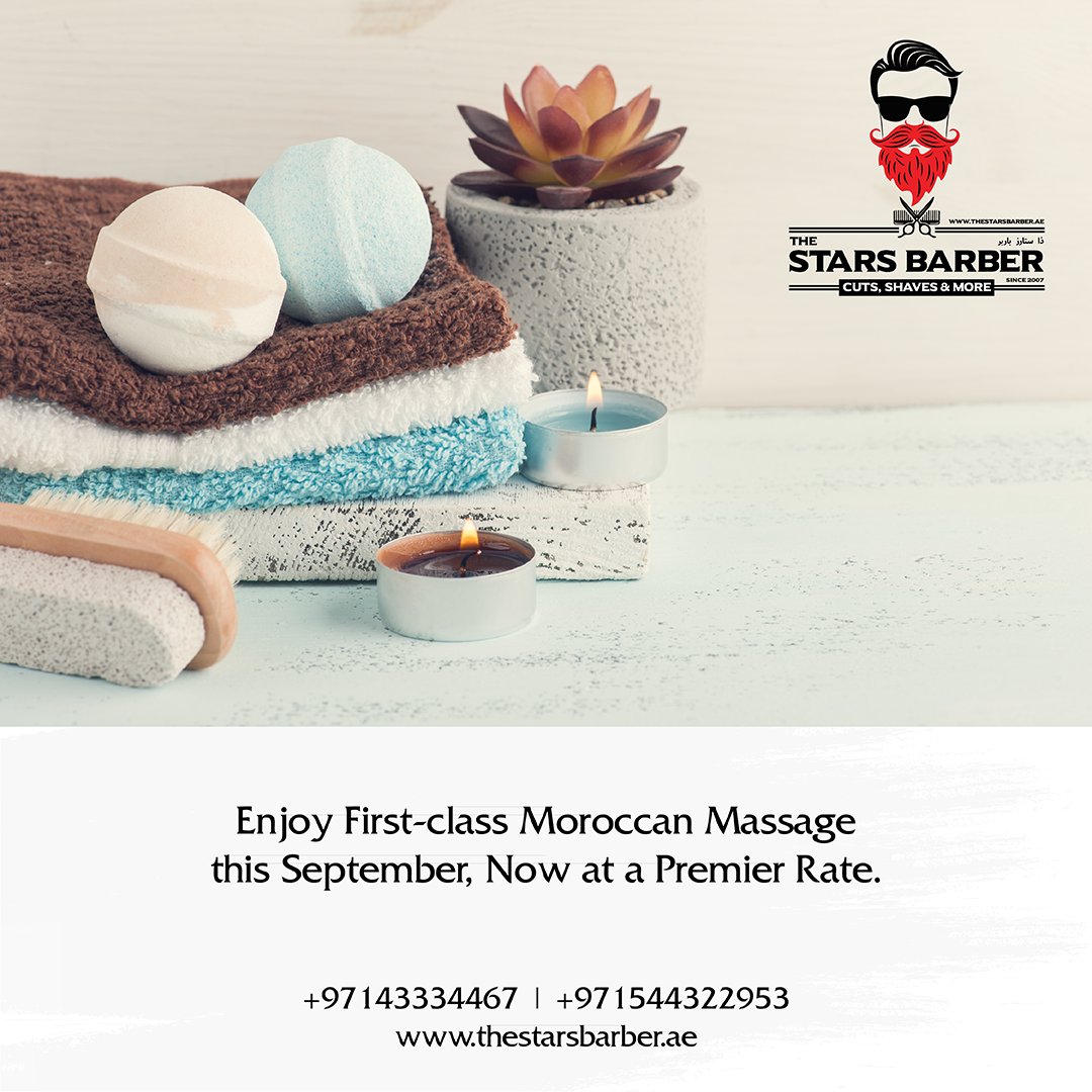 TSBDubai's tweet photo. Enjoy First-class Moroccan Massage this September, Now at a Premier Rate.

Dive into a relaxing mood while getting your body handled with expert luxury care.

#dubaimassage #dubai #massagedubai #dubailife #UAE  #mydubai #dubaispa #dxbmassage #thestarsbarberuae #moroccanmassage https://t.co/KmujHs9Kvz