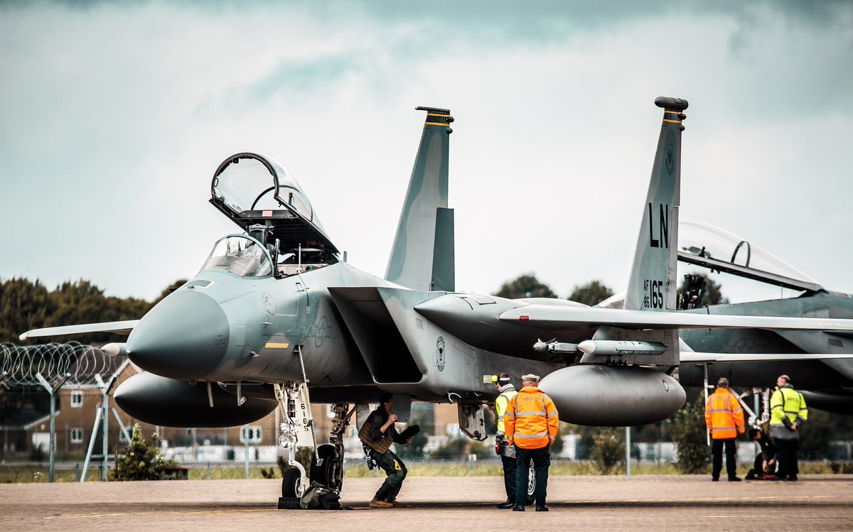 Other participants included the visiting  @BoeingDefense B52’s out of  @TeamMinot via RAF Fairford, F16’s from  @AirAviano and the usual F15 component out of  @48FighterWing along with the Royal Netherlands Air Force...