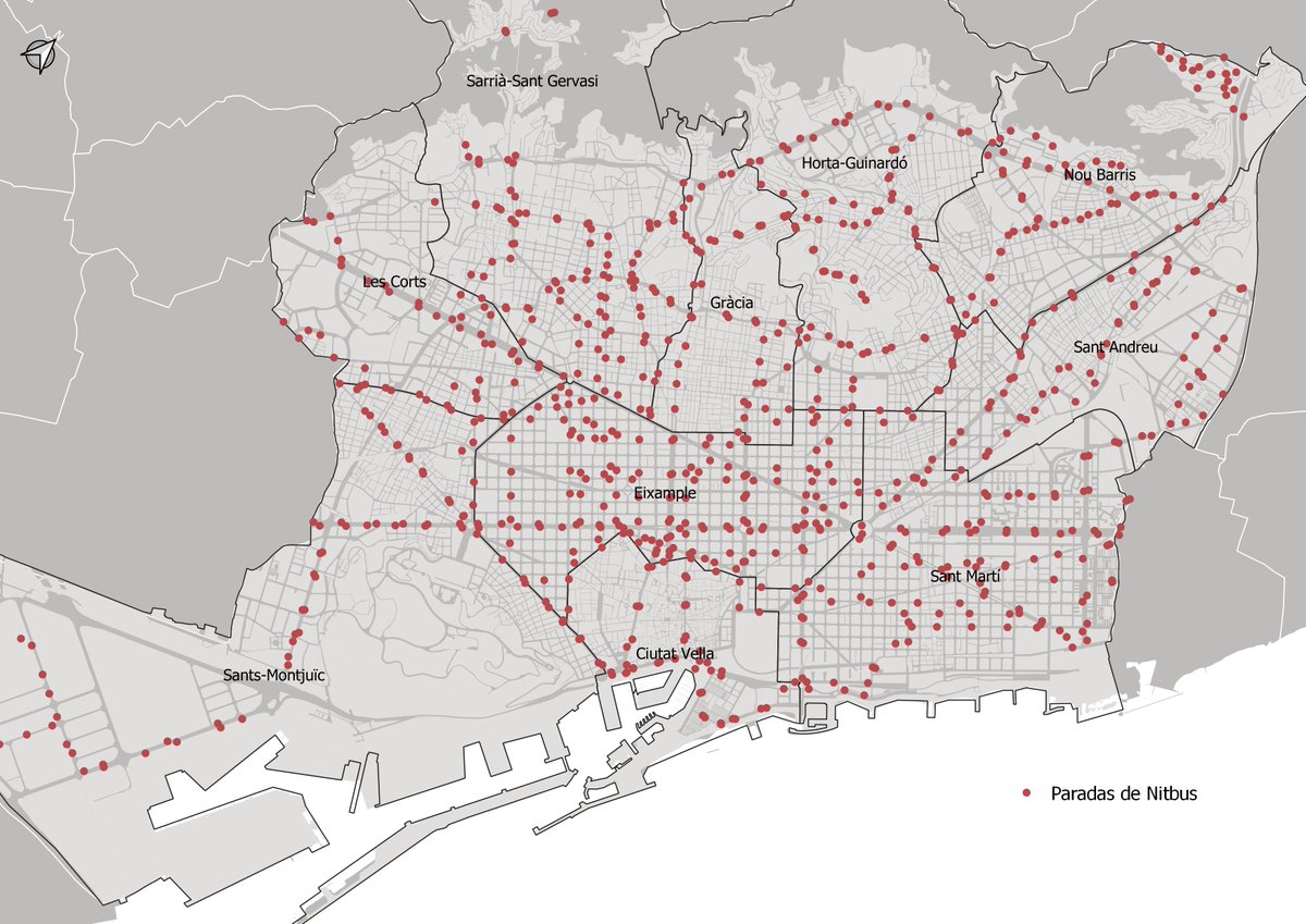 ¿Es fácil desplazarse en BCN por la noche en transporte público? ¿Tengo alguna alternativa cerca de casa? ¿Cuánto tardo en llegar a casa a partir de las 00:00? La localización de las paradas de Nitbus ayuda a entender, en parte, la accesibilidad nocturna a partir de medianoche.
