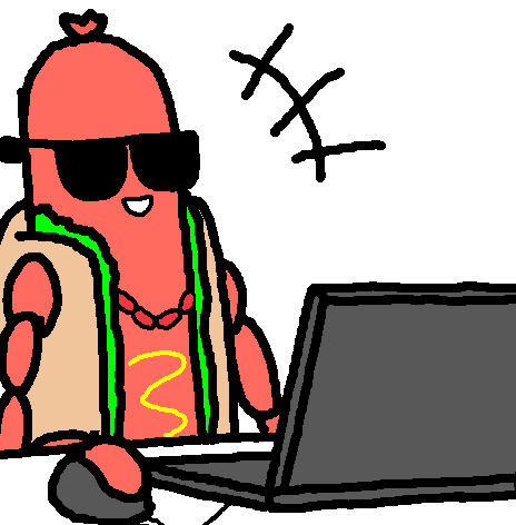 ホットドッグの人 フォートナイトちゃんねるの雑談でpcに爆笑するキャラクターのアイコンを作る企画がやってたんで俺も