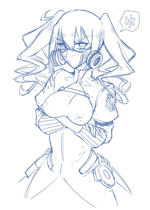 ラフの時はそこまで大きく見えないけど、色がつくとより大きく見える。 #ドルフロ 