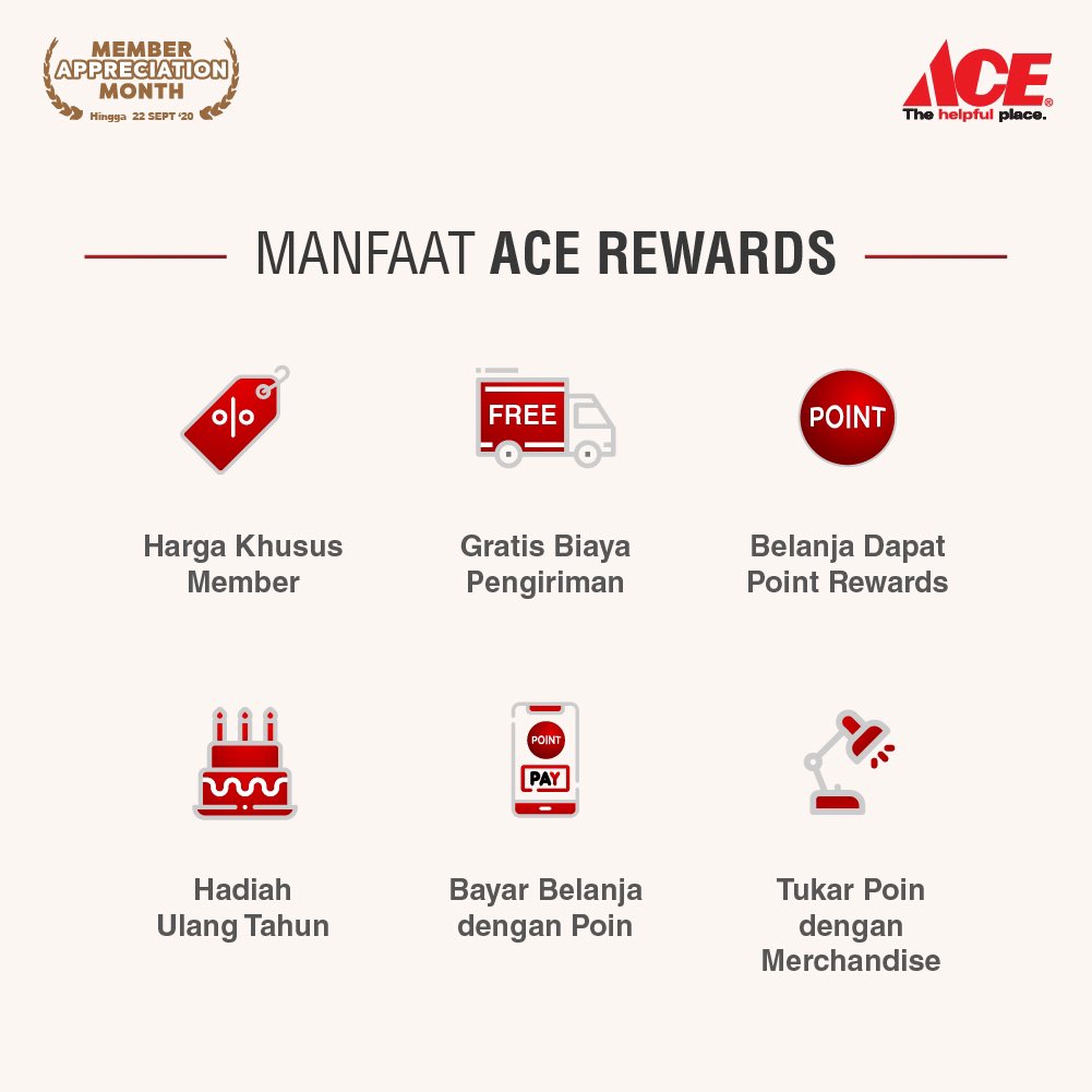ACEIndonesia's tweet photo. ACEs kini upgrade membership dari ACE Access ke ACE Rewards semakin mudah. Tersedia fitur pembayaran online sehingga Anda bisa upgrade membership ACE kapan pun dan dimana pun. Geser ke kiri untuk info lebih lengkap, ya ACEs! π#ACEMemberAppreciationMonth #ACEAccess #ACERewards https://t.co/oQhBZidYK1