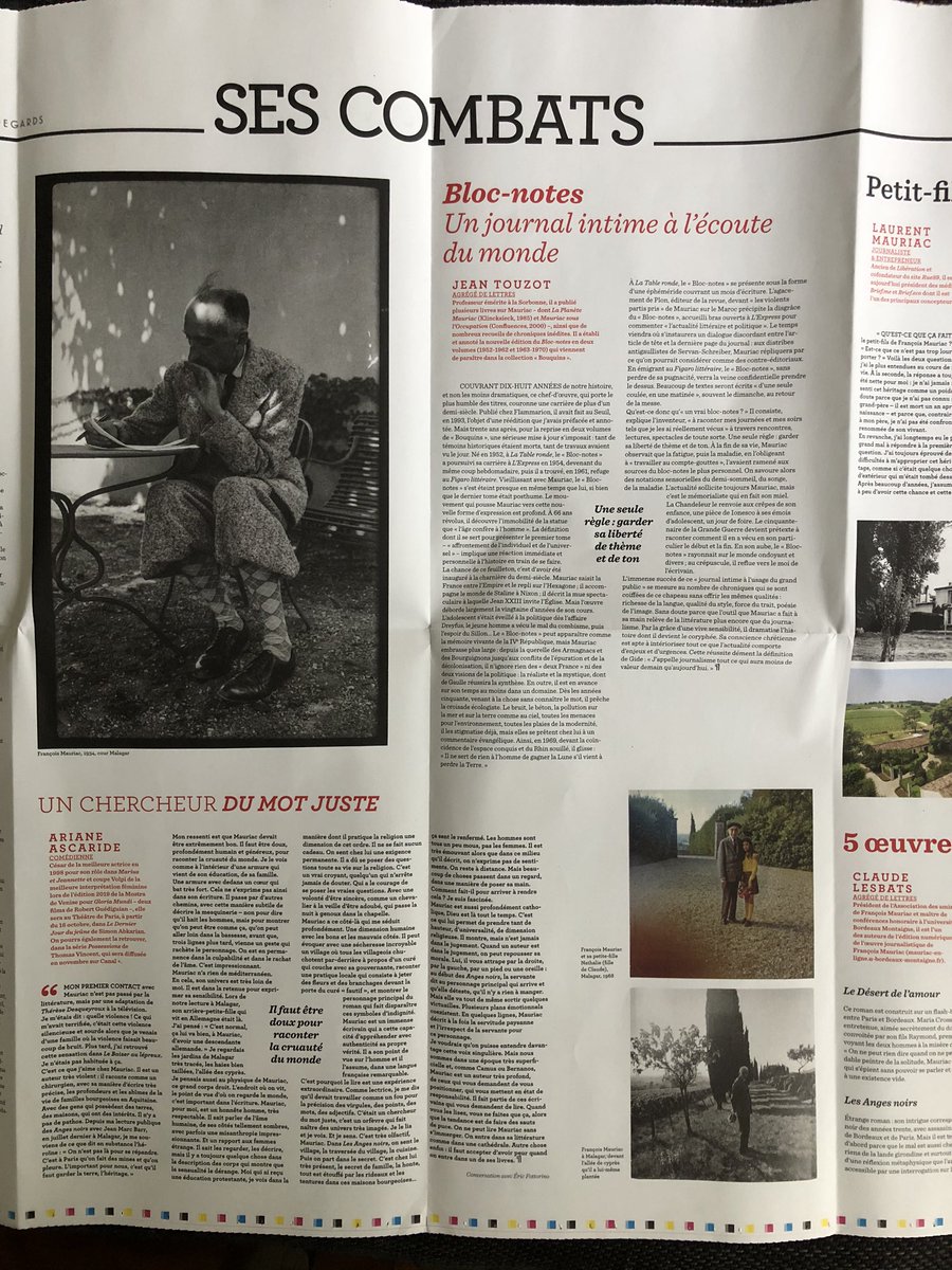 Vous reprendrez bien un peu de François Mauriac? Elles et ils en parlent si bien, Philippe Lançon, Leïla Slimani, Ariane Ascaride, Jean-Marie Rouart, Jean Touzot, <a href="/yvesharte/">yves harté</a> et le petit fils du prix Nobel <a href="/lmauriac/">Laurent Mauriac</a>. En kiosque avec <a href="/Le1hebdo/">Le 1</a> L’école au temps du Covid.