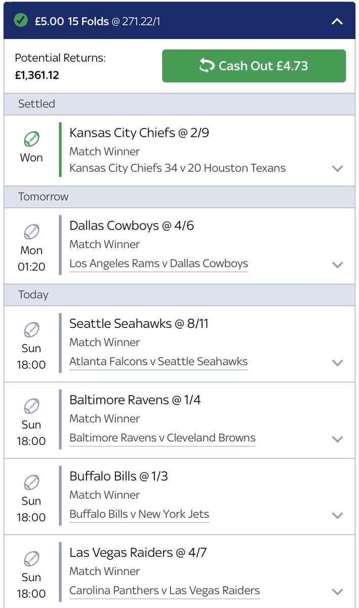 FFUKBoys's tweet image. #FFUK #giveaway week 1. Follow, share, like and comment. If this accumulator/parlay wins, one of you will be selected at random to receive half the winnings. #nfl #sportsbetting