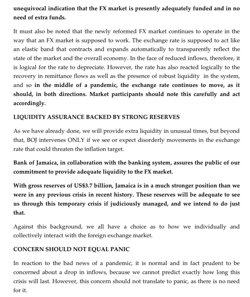 BREAKING:  @CentralBankJA has issued a statement on the state of the FX market. It’s actually a relatively easy read, as far as central bank releases go. Read it here -  http://www.boj.org.jm/uploads/news/boj_statement_on_the_fx_market_final.pdfI highlight a few things below. #FinanceTwitterJA//Mini Thread