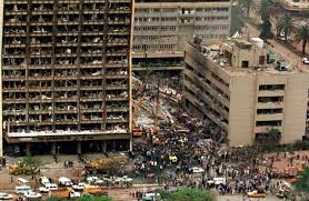  Two United States Embassies in Nairobi, Kenya and Dar es Salaam, Tanzania were bombed by members of al-Qaeda and the Egyptian Islamic Jihad an MB affiliate . 224 people were killed in the blasts (213 in Nairobi, 11 in Dar es Salaam) and over 4,000 people were wounded.