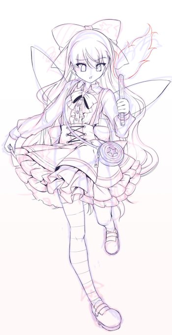 クラウンピースにひらひらの服を着せてみた。
リリーホワイトとエタニティラルバの線画も完成させてから着色に入る予定 