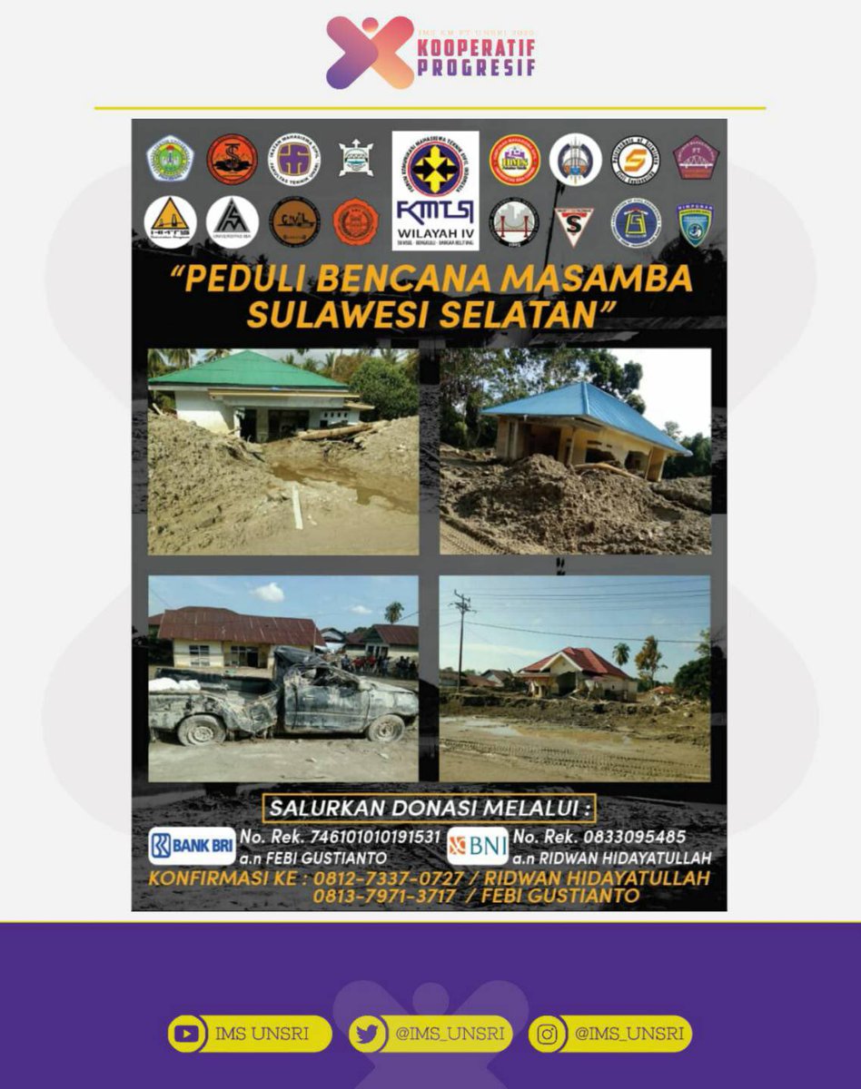 Halo orang baik!
Donasi yuk untuk saudara-saudara kita di Masamba
Donasi dapat disalurkan ke rekening:
💳BRI: 746101010191531 (a.n. Febi Gustianto)
💳BNI: 0833095485 (a.n. Ridwan Hidayatullah)
Jangan lupa konfirmasi juga yaa😊