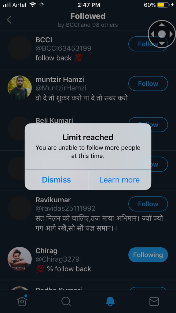 Rohitkumarjha88's tweet image. तीन दिन के following पर रोक लगा दिया गया है, जिनकों follow back नहीं किया हूँ तीन दिन बाद सबको follow कर दुंगा