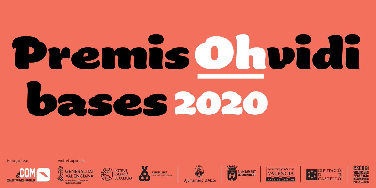 PremisOvidi's tweet photo. RECORDA 👉 #PremisOHvidi 🏆🎼🎗️
✔️ Termini presentació: 20 de setembre
✔️ 15 anys = 15 categories
✔️ Afegim premis millor versió #OHvidi i millor cançó sobre la #pandèmia
✔️ Lliurament 8 de novembre a Alcoi #AnyOvidiMontllor
Participa! 👇👇👇👇 https://t.co/8izTx0f68W