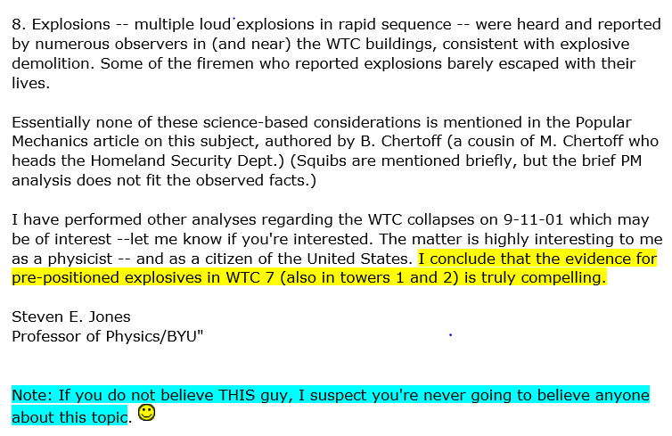 I would furthermore be very suspicious whether Prof Jones was brought into  #911Truth community back in Sep 2005 as an avuncular  #ColdFusionGatekeeper (who got a LOT of MSM attention!) to be in a position to dismiss out of hand any nuclear 9/11 hypothesis, most esp that of FME42/