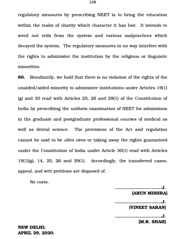 amendment கொண்டு வந்தது மத்திய அரசு. இறுதியில் 29.04.2020 அன்று NEETக்கு ஆதரவாக உச்சநீதிமன்றம் தீர்ப்பு அளித்தது. இப்போ சொல்லுங்க.. குலாம் நபி ஆசாத் Review file செய்யவிடாமல் தடுத்திருந்தால் திமுக என்னும் மாபெரும் இயக்கத்திற்கு இந்த பழி வந்துருக்காதுல (11/11)
