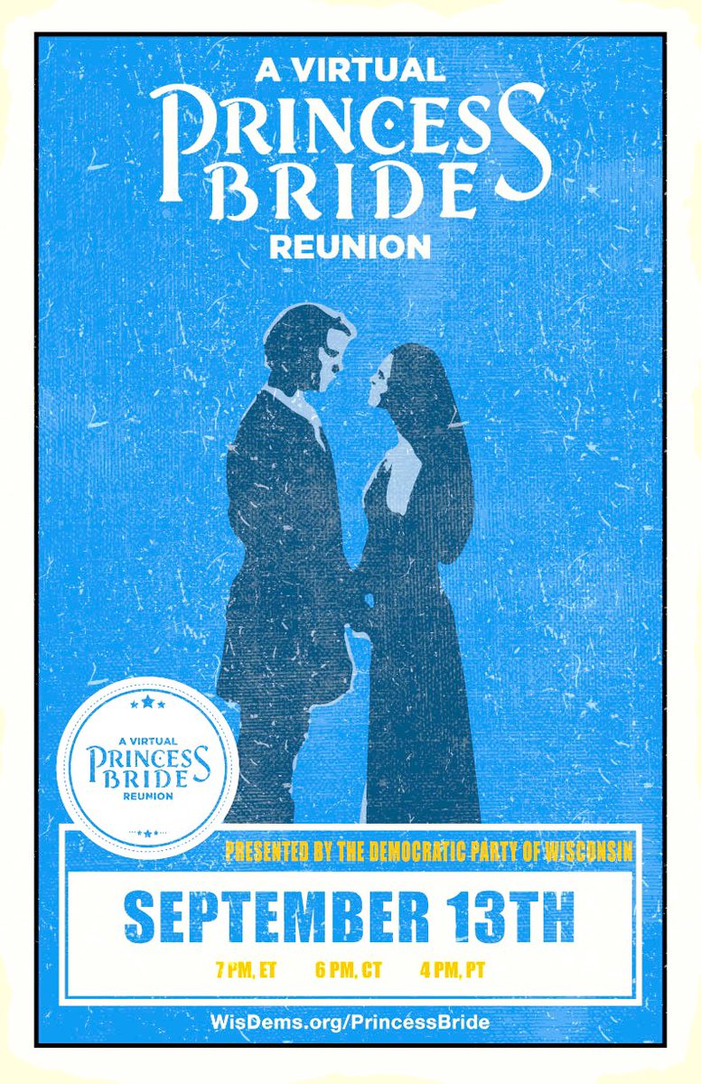 Today’s the day!!! Join me and most of the original cast for a once in a lifetime   #PrincessBrideReunion Chip in any amount at   http://wisdems.org/PrincessBride  to help  @wisdems only streaming once live today!   #DumpTrumperdinck