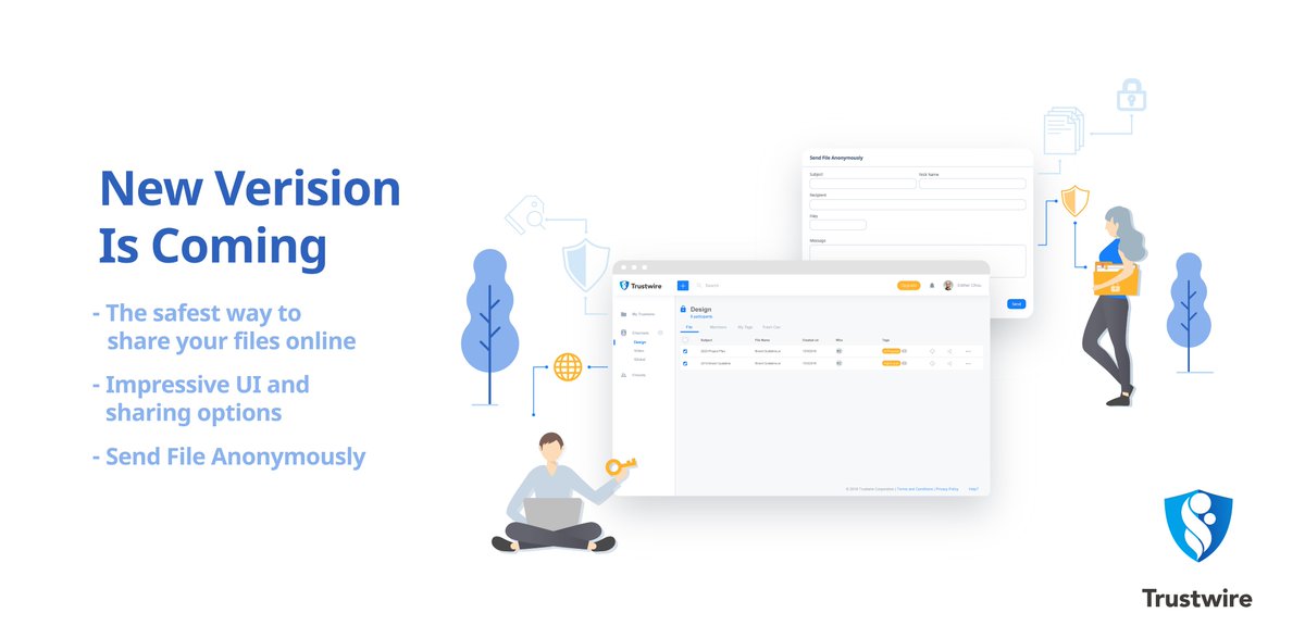 MyTrustwire's tweet photo. Trustwire ｜New Version Coming Soon

By then we will provide an extremely user-friendly user experience and features like:
- The safest way to share your files online
- Impressive UI and sharing options
- Send File Anonymously

#Cybersecurity #Secure #encryption #privacy https://t.co/i4XaHN2iDU