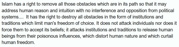 Qutb does indeed call for jihad, but he is surprisingly vague about it. It is left to the reader to tease out the meaning of rather euphemistic passages like this:/21