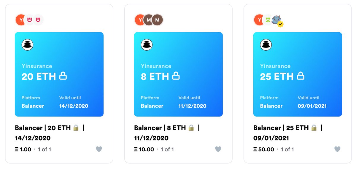 if you want to buy cover right now, you can only buy it in non-fungible blobs.for example, you want to cover your 4.5 eth position on balancer? or your 41.2 eth position in yearn?