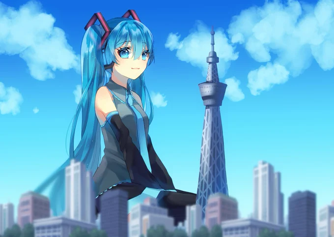 #初音ミク 
お題箱より「体が巨大化し街に現れた初音ミク」です
リクエストありがとうございます! 