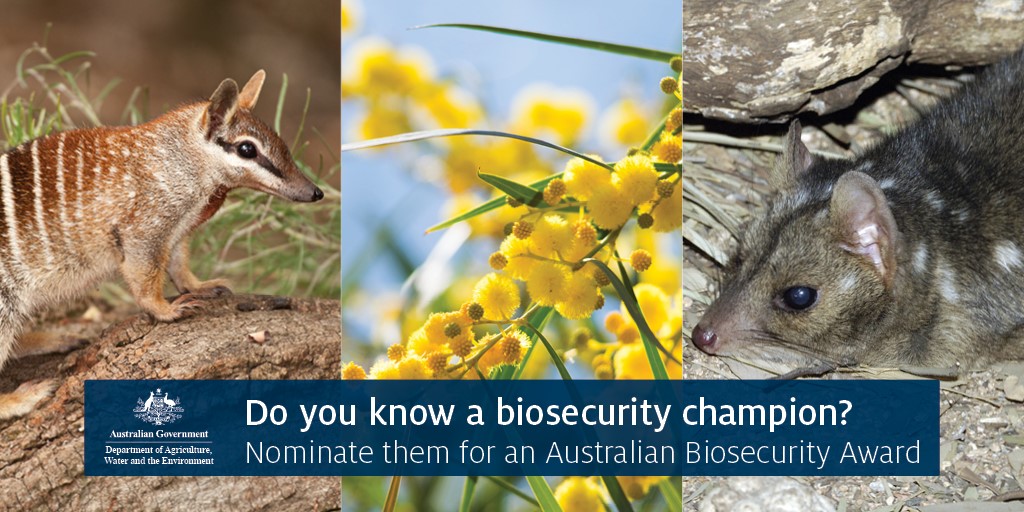 Nominations for round 2 of the 2020 #AusBioAwards are now open with 4 new categories (Environmental Biosec., Community, Education, Dr Kim Ritman Award for Science & Innovation). Nominations close 2 October 2020. For more info visit: awe.gov.au/ABA