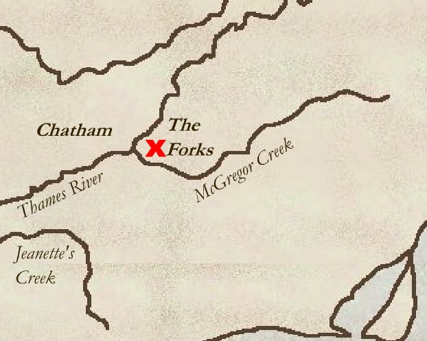 field guns for the retreat with the army but everything else was intended for the Forks of the Thames (in Chatham, beyond Dolson’s) where he was going to have works erected.23/x