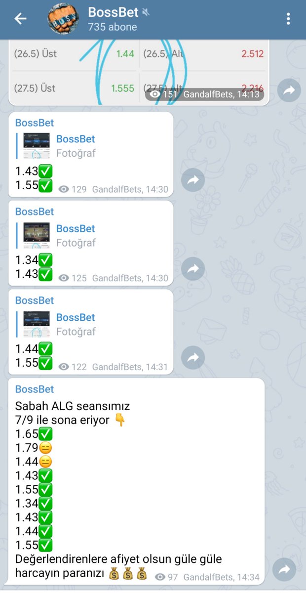 ALG bahisleri BossBet Telegram  Grubunda kazandırmaya devam ediyor 
Grupta
<a href="/GandalfBets/">GandalfBets🧙‍♂️</a>
<a href="/sirius_live/">Sirius</a>
<a href="/Rrichboyyy/">🏦Richboy🏦</a>
<a href="/nicozovac/">Nico</a>
<a href="/Sammmca/">Sam Amca</a>
<a href="/Bet_erbocek/">Bet🐞Erböcek</a>
<a href="/AdamGibiBet/">BET MAN</a>
<a href="/Macbethbet/">👑 𝐌𝐚𝐜𝐛𝐞𝐭𝐡 👑</a> ile kadromuz iş başında
Katılmak ve kazanmaya başlamak için 👇
t.me/joinchat/AAAAA…