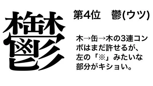 そこに注目するのね。個人的に気に食わない漢字に因縁を付けてみた。