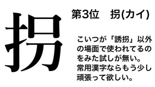 そこに注目するのね。個人的に気に食わない漢字に因縁を付けてみた。