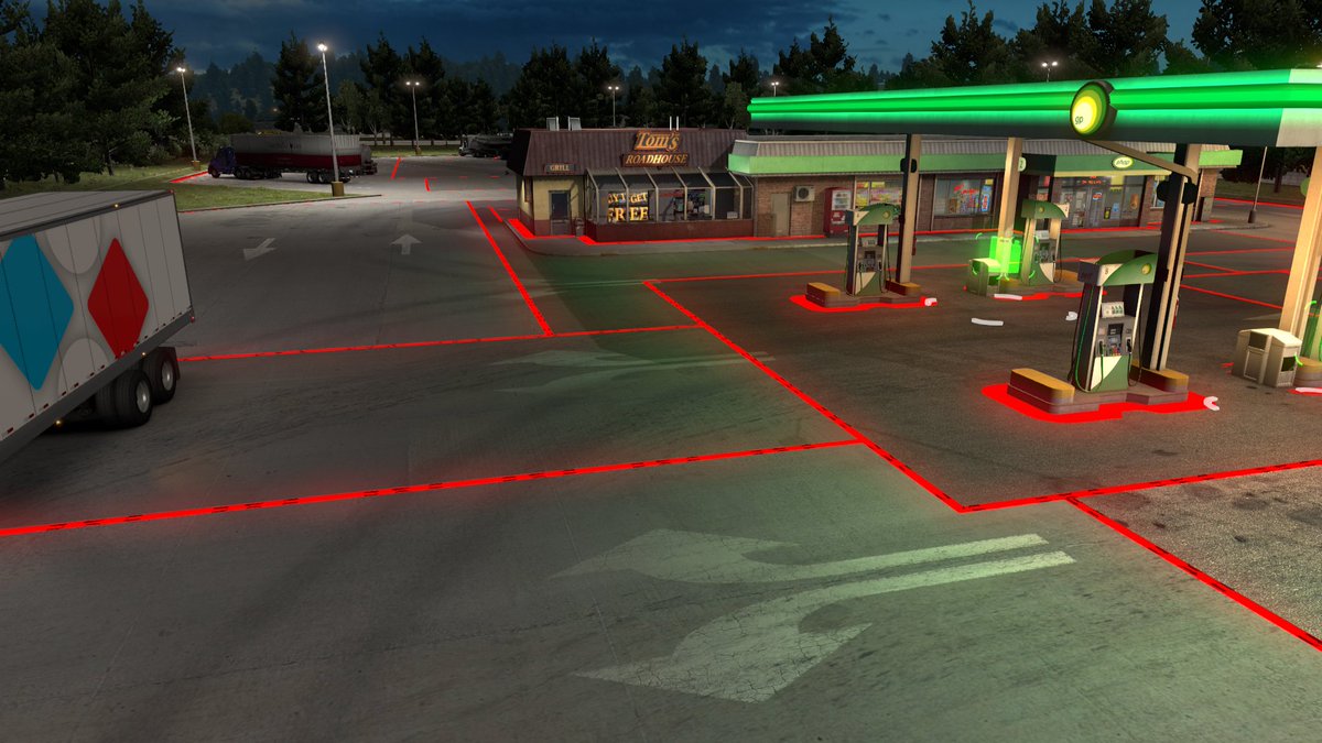 harrier0107jp's tweet image. マイトラックまでもう少しですが、スプリングフィールドに到着🚚
PRIME INCはなかったけどガレージがほしいところですｗ
道中、GS⛽️にて。赤いのはMODの順番が悪いのかなぁ🤔
＃ATS #BIGMAP