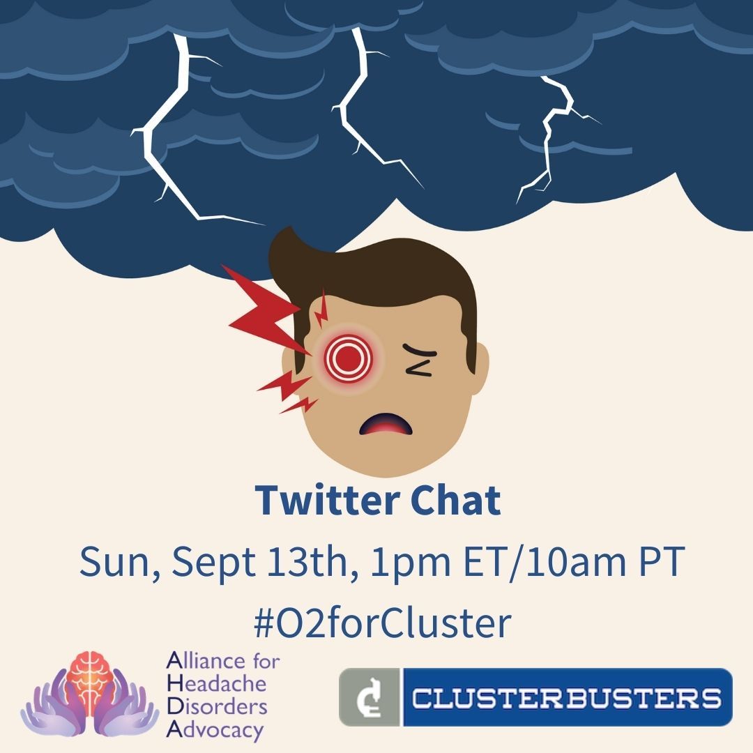 migrainediva's tweet photo. #Advocate for #Oxygen for #clusterheads. Don’t forget today’s #Twitterchat at 1pm ET with @AshleyHattle, @Cluster_buster &amp; @AmaalStarlingMD, @MayoClinic #headachespecialist, on #O2forCluster. More info at @AHDAorg. https://t.co/9JZuU87QVi @CMSGov https://t.co/sNuhO4eQwO