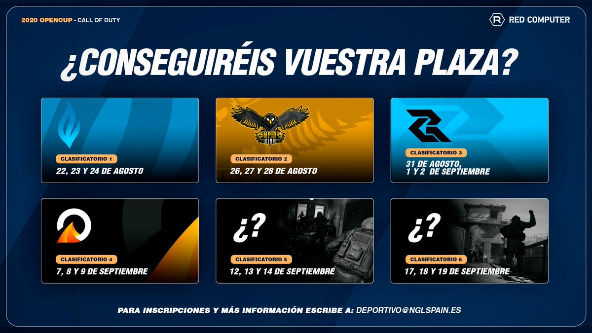 Ya se han decidido cuatro plazas de la #OpenCup. 🏆

Tan sólo quedan dos puestos en juego, uno se decide mañana. 🥇

¿Se unirá vuestro equipo a <a href="/Eternal_oficial/">ETƎRNAL</a> Legends, @EmpiReClubeu, <a href="/ClutchRayn/">CR</a> y <a href="/ObtainedGG/">Obtained Esports</a>? 🔥