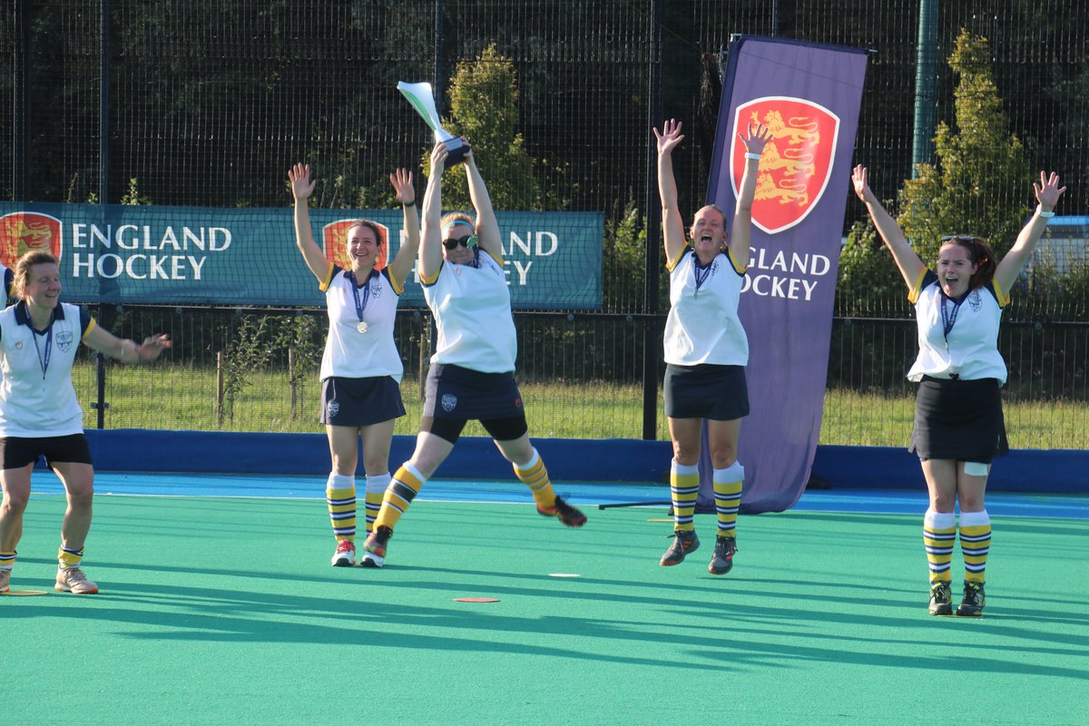 EnglandHockey's tweet photo. That winning feeling 😄

Congratulations to @Barnes_Hockey on securing the Women's O35s Tier 3 trophy 👏

#EHChamps https://t.co/TuYVHMeHPh