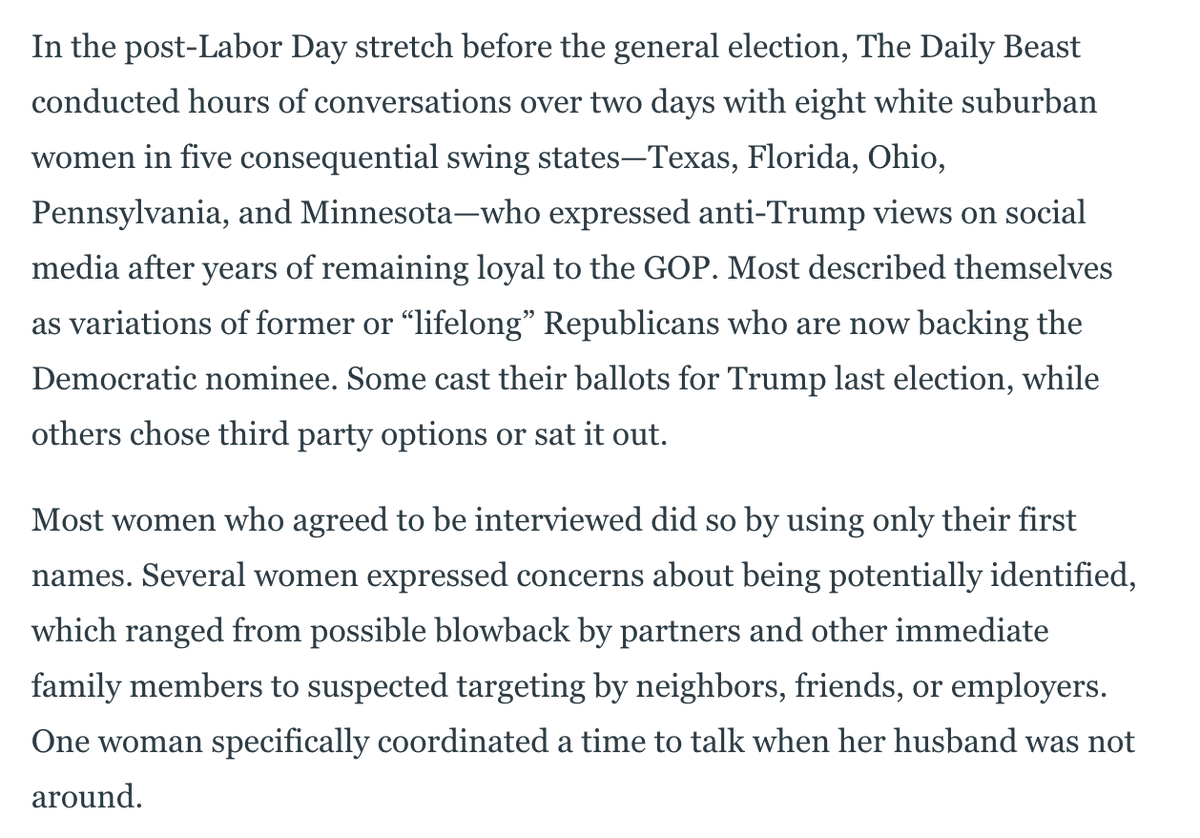 Finally, the article exposes some interesting dynamics in white conservative relationships, especially in the Trump era. This is something that deserves our attention on an *analytic* level if we are to better understand the electorate.