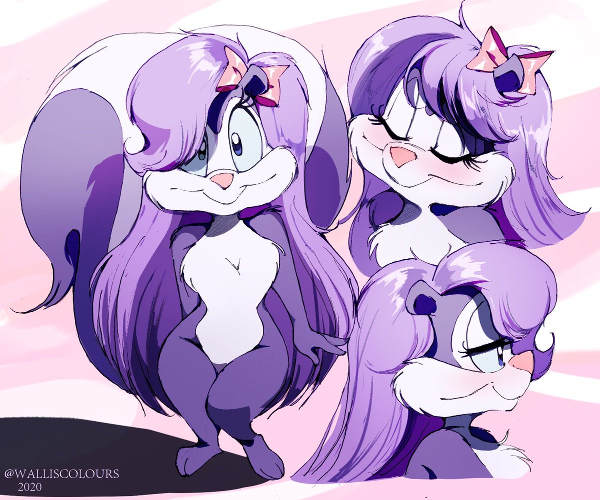skunk. skunkette. skunkgirl. purple. cute. tinytoons. pretty. 