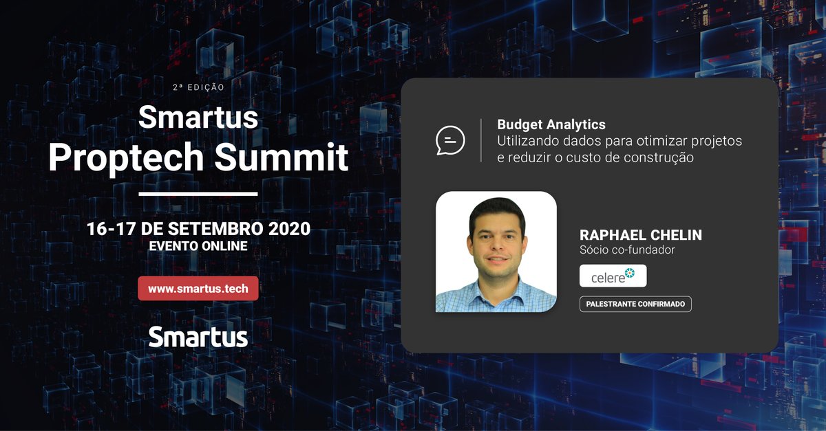 smartusbr's tweet image. Raphael Chelin, sócio co-fundador da Celere, também é presença confirmada no encontro para apresentar como a tecnologia também pode auxiliar no controle orçamentário. Participe do Smartus Proptech Summit 2020: bit.ly/spsum20 #SmartusProptechSummit #ProptechSummit